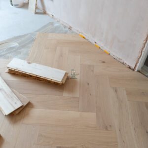 Riviera Click 14/3 x 150mm Pale Invisible Oak Herringbone Engineered Wood Flooring