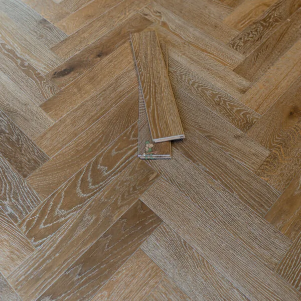 Riviera 14/3 x 90mm Smoked Limed Oak Herringbone Engineered Wood Flooring