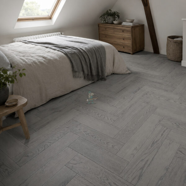 Riviera 18/3 x 80mm SMALL Charcoal Grey Oak Herringbone Engineered Wood Flooring