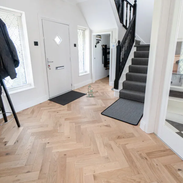 Riviera 18/4 x 90mm Pale Invisible Oak Herringbone Engineered Wood Flooring