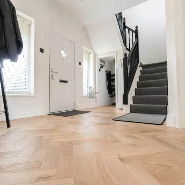 Riviera 18/4 x 90mm Pale Invisible Oak Herringbone Engineered Wood Flooring