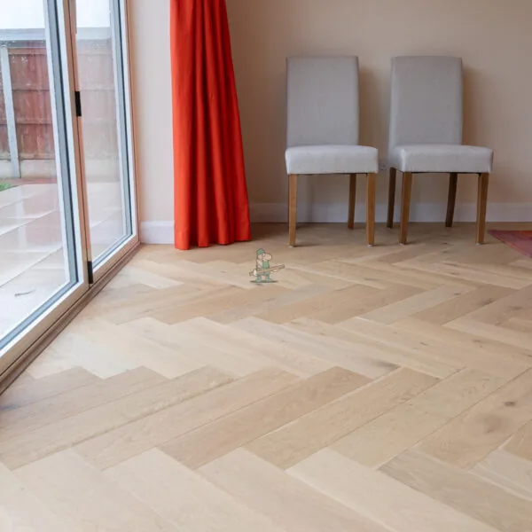 Riviera 14/3 x 125mm Pale Invisible Oak Herringbone Engineered Wood Flooring