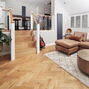 Parquet 18 x 90mm Natural Oak Herringbone Solid Wood Flooring