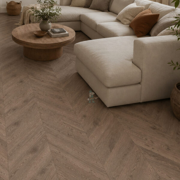 Nevada 14/3 x 90mm Brown Waxed Haze Oak Chevron Engineered Wood Flooring