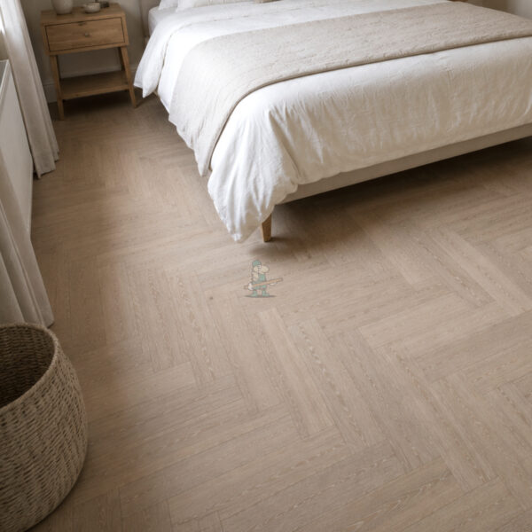 Riviera Click 14/3 x 150mm White Washed Oak Herringbone Engineered Wood Flooring