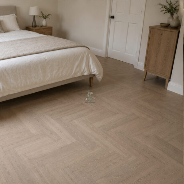 Riviera Click 14/3 x 150mm White Washed Oak Herringbone Engineered Wood Flooring