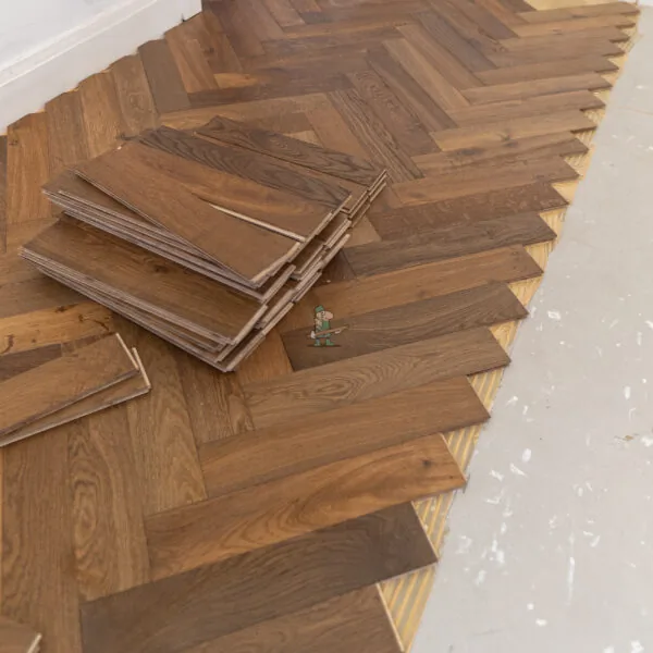 Riviera 14/3 x 90mm Double Smoked Oak Herringbone Engineered Wood Flooring
