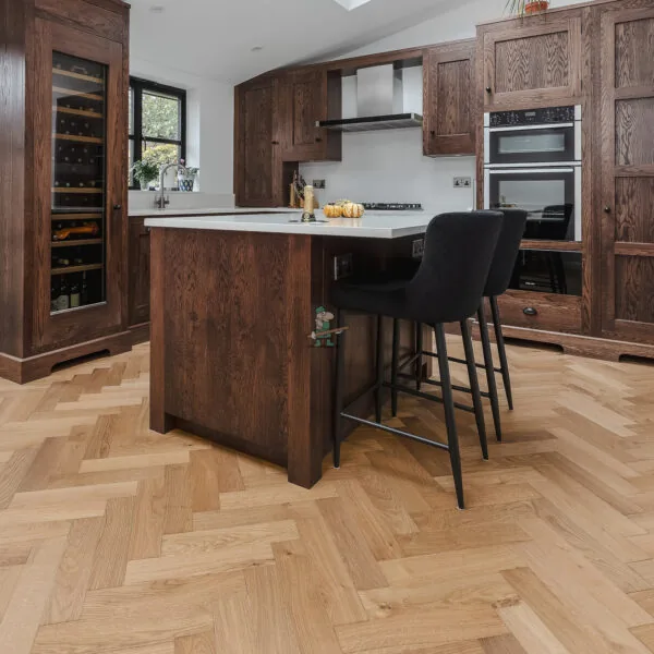 Atlanta 14/2 x 90mm Natural Brushed Oak Herringbone Engineered Flooring