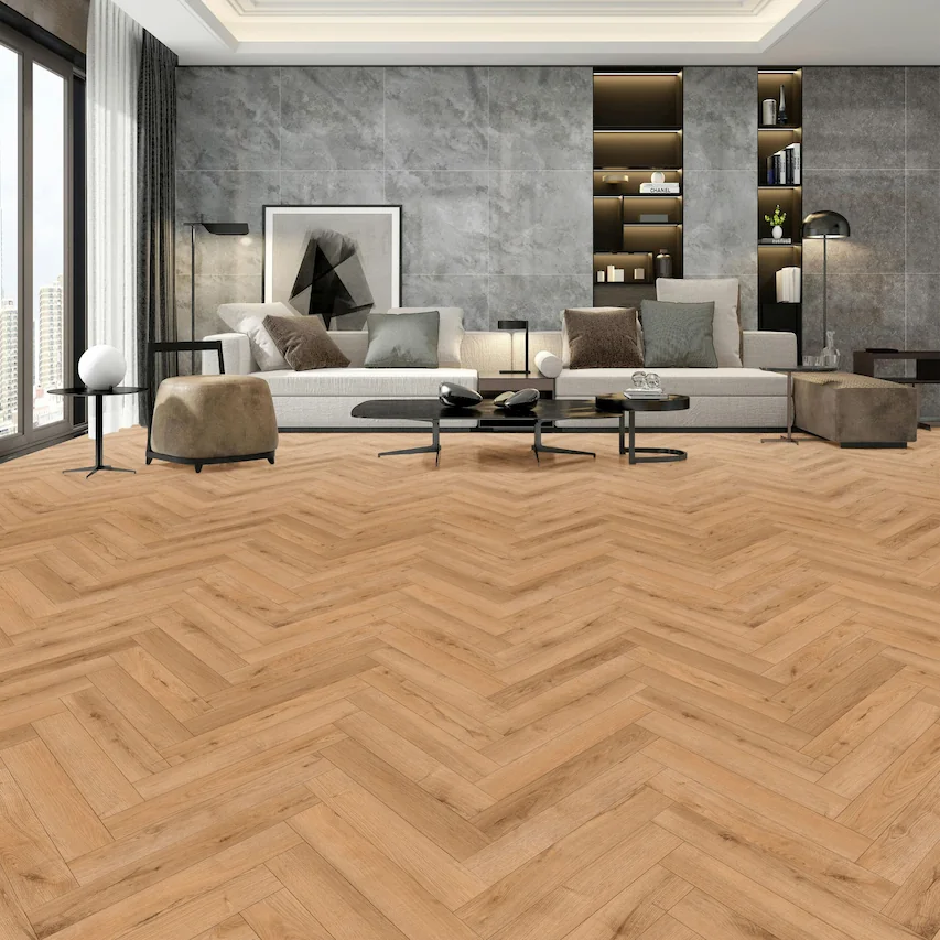 Flair 12mm Biscoff Oak Herringbone Laminate Flooring