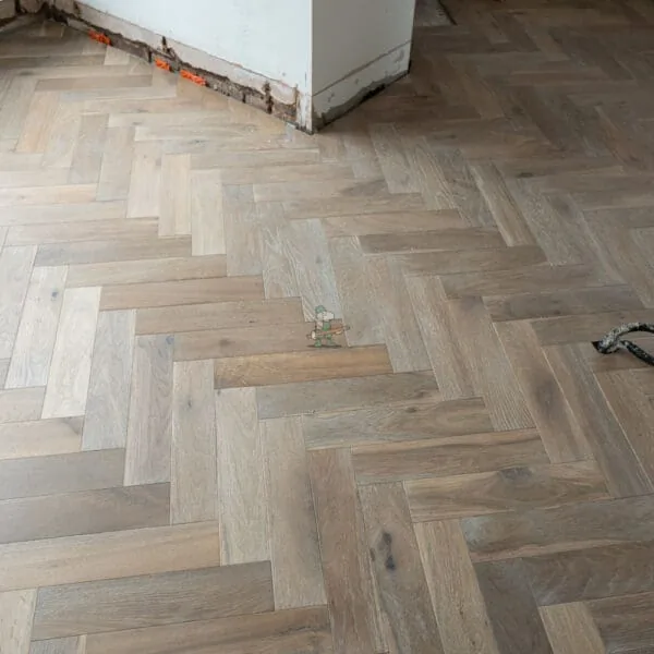 Trade 12mm Smoked Washed Grey Oak Herringbone Engineered Wood Flooring