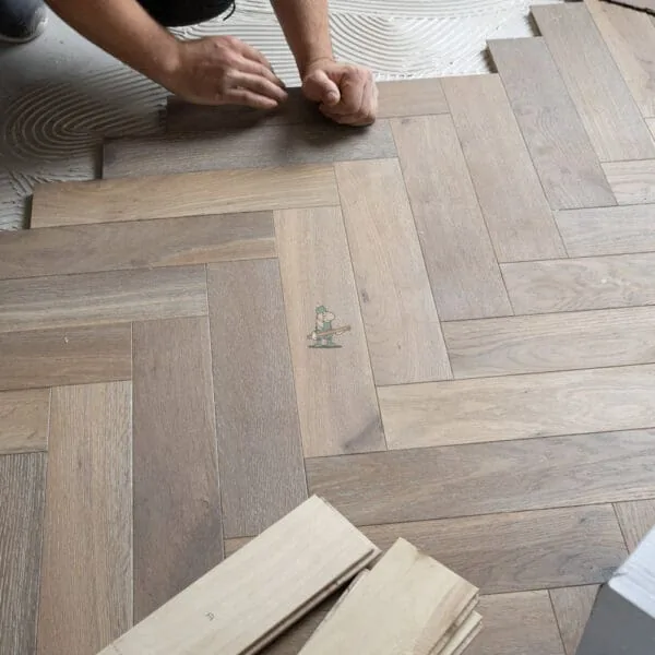 Trade 12mm Smoked Washed Grey Oak Herringbone Engineered Wood Flooring