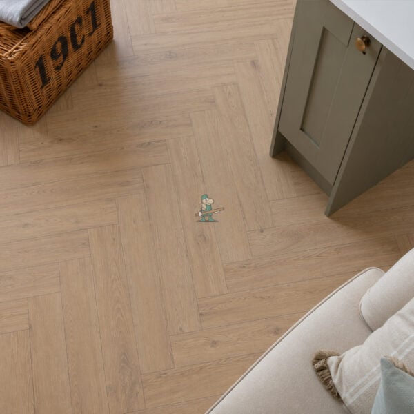 Light Brown Oak 12mm Laminate Herringbone Flooring