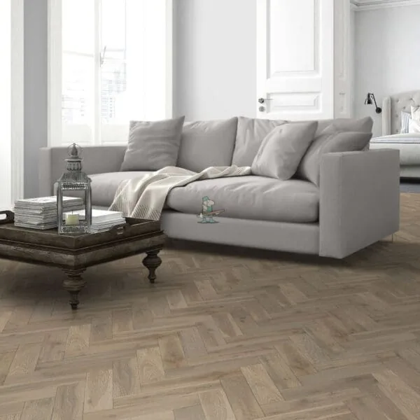 Cloud Grey Oak 15/4 x 90mm Heritage Herringbone Engineered Wood Flooring