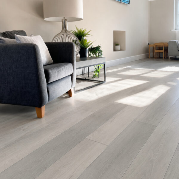 Premium 12mm Dusk Grey Oak AC5 Laminate Flooring