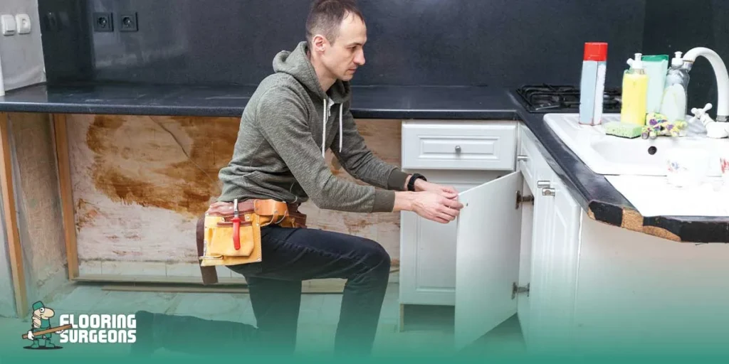 install flooring under cabinets