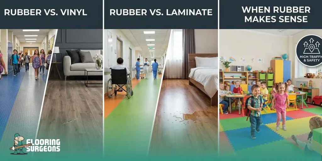 Rubber flooring vs vinyl flooring
