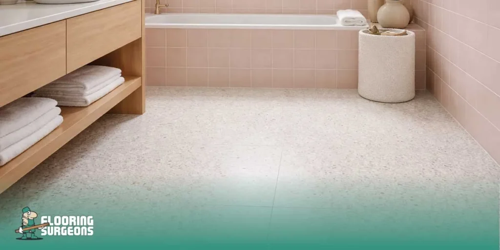 Terrazzo floor with pink tile