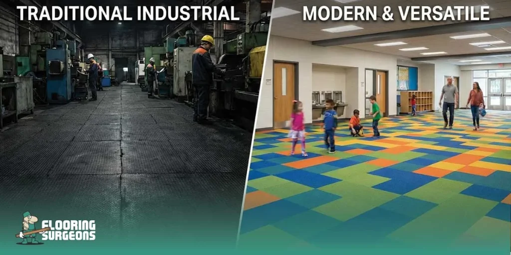 Traditional rubber flooring vs modern rubber flooring