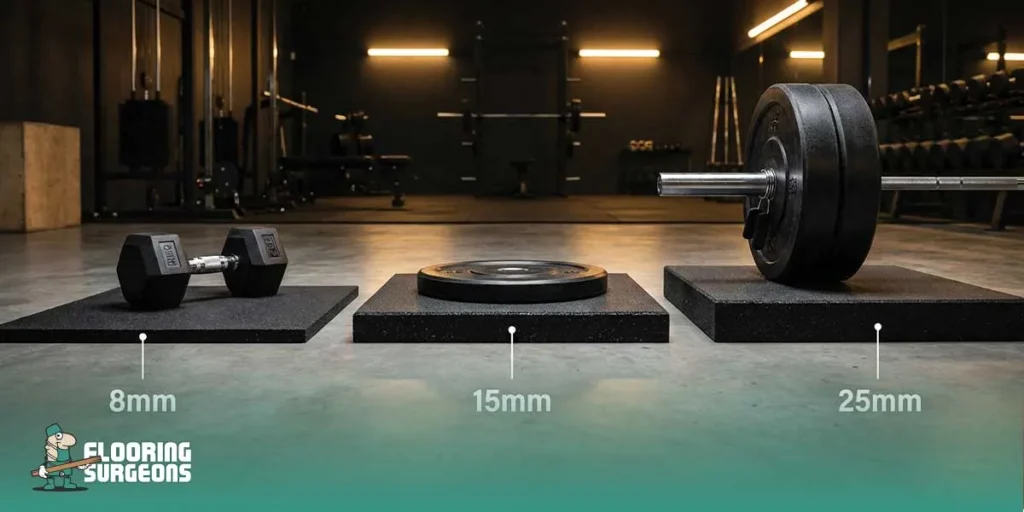 correct thickness for gym flooring