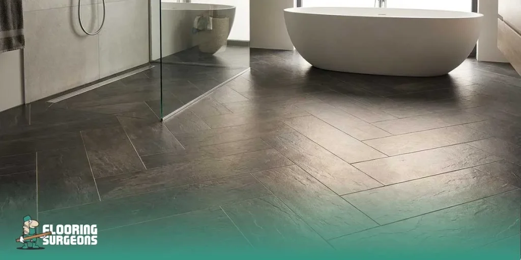 dark gray LVT flooring for bathroom