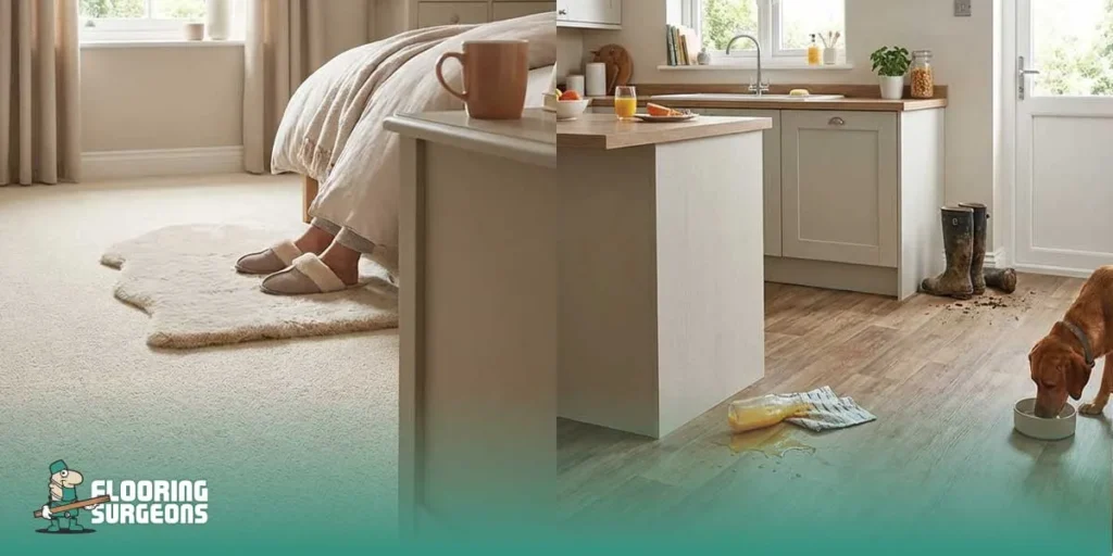 practical difference between carpet and vinyl flooring