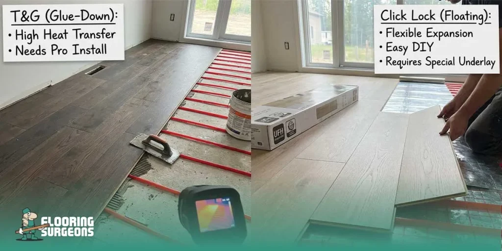 practical differences between tongue-and-groove and click-lock flooring