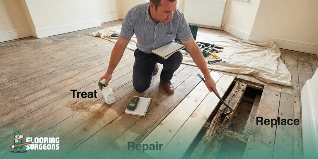 Treat, Repair, or Replace Floorboards with Woodworm