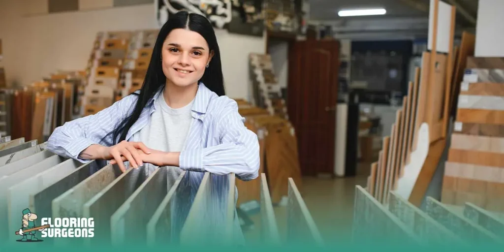 A woman choosing flooring