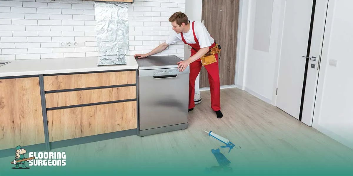 Flooring under dishwasher