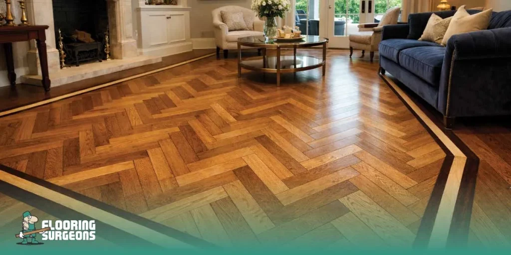 herringbone floor border ideas