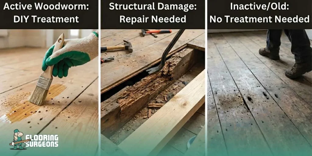 signs of woodworm in floorboards