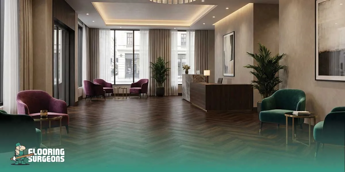 Dark Chevron Flooring in Commercial Spaces