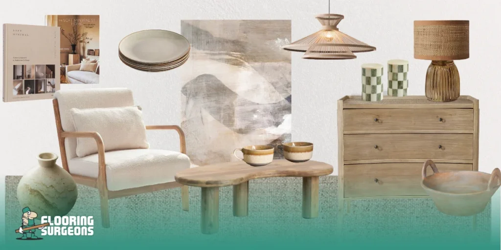 What Is Warm Minimalism Warm minimalism mood board with natural wood furniture, textured ceramics and soft neutral tones