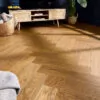 Cambridge Ambergrain Oak 15/4 x 125mm Brushed & UV Oiled Herringbone Engineered Wood Flooring