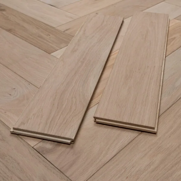 Raw 14/3 x 125mm Unfinished Oak Herringbone Engineered Wood Flooring