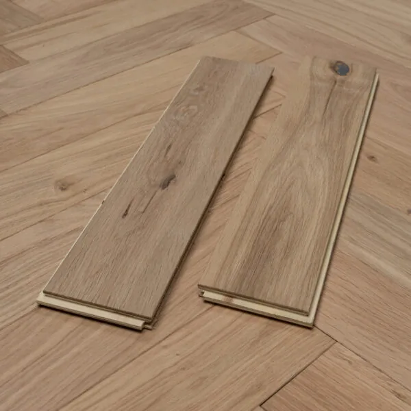 Raw 14/3 x 90mm Unfinished Oak Herringbone Engineered Wood Flooring