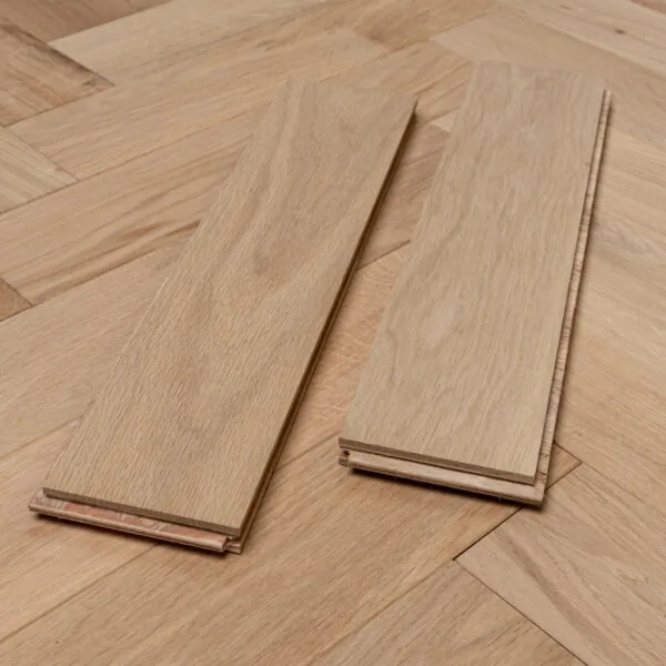 Raw 18/4 x 90mm Unfinished Oak Herringbone Engineered Wood Flooring