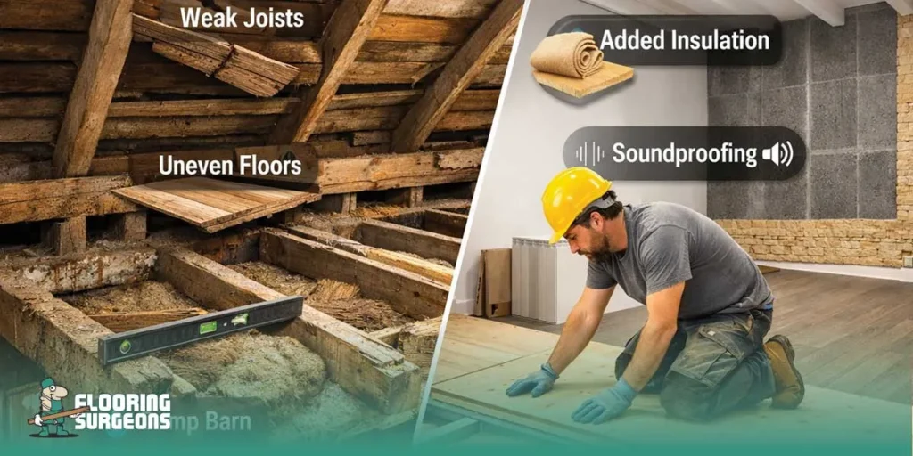 Loft and barn conversion flooring contrast