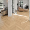 Origin 15mm Linen Oak Chevron Solid Wood Flooring living room warm and modern