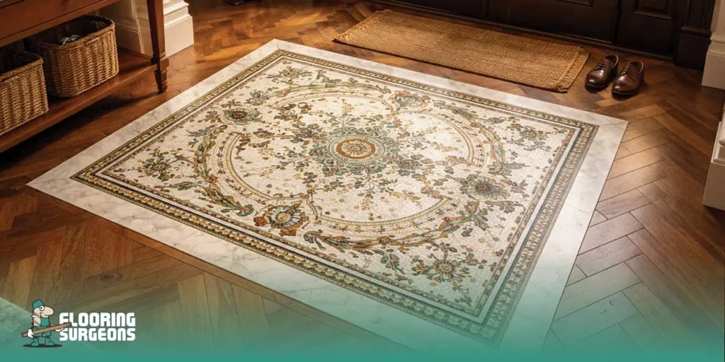 Ornate mosaic in a welcoming entryway