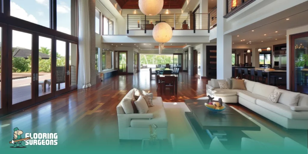 Floor colour works together with walls and rest of room