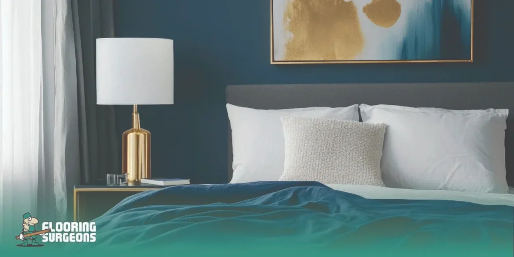  In most cases, navy blue works best when it is used where the eye naturally lands first. That gives the bedroom a clear focal point and keeps the overall look from feeling too dark or overdone.