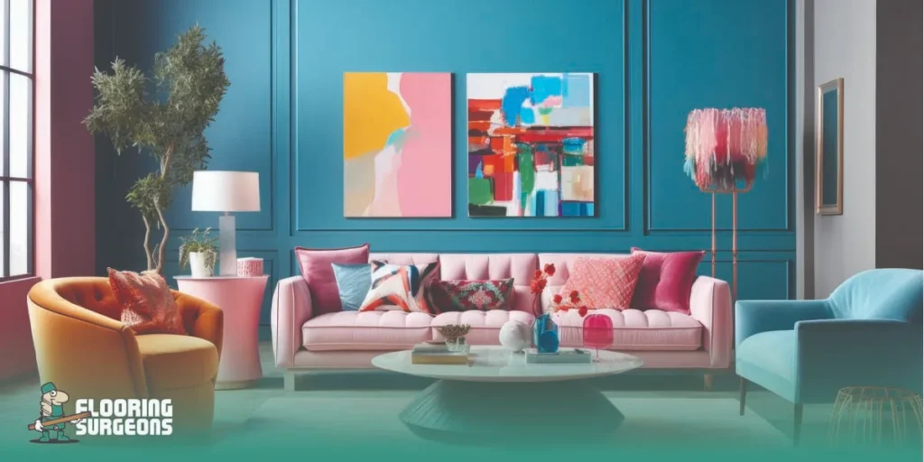 How to Use Bold Furniture Choices to Make a Statement in Your Home Colorful living room with bold sofa, accent chairs, and wall art balanced with soft textures and modern decor