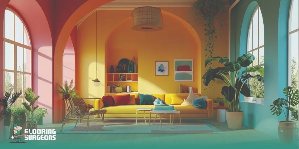 How to Use Bold Furniture Choices to Make a Statement in Your Home Bright living room with bold yellow sofa, colorful walls, and arched architecture creating a vibrant balanced interior