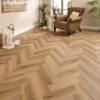 Madrid Oak Herringbone Glue Down LVT Flooring in modern living room
