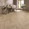Alicante Oak Herringbone Glue Down LVT Flooring in modern living room