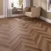 Castile Oak Herringbone Glue Down LVT Flooring in modern living room