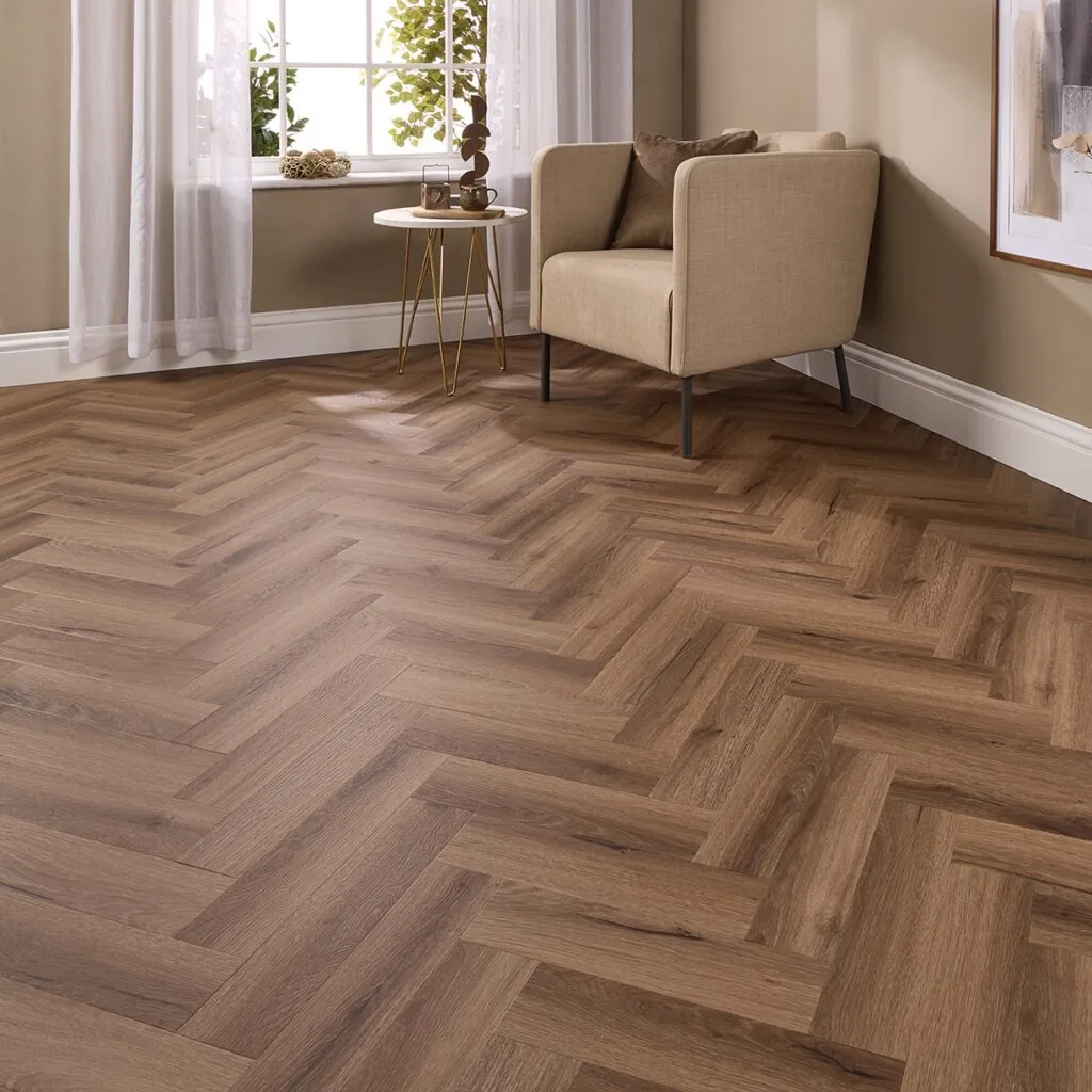 Bond 2.5mm Castile Oak Herringbone Glue Down LVT Flooring