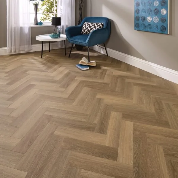 Bond 2.5mm Cordoba Oak Herringbone Glue Down LVT Flooring