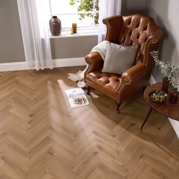 Bond 2.5mm Granada Oak Herringbone Glue Down LVT Flooring